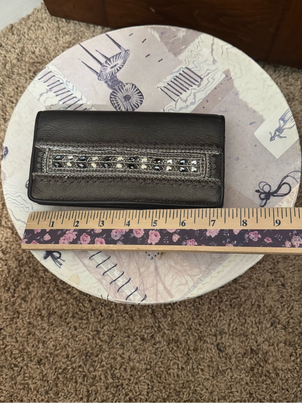 Brighton Purse & Wallet Set Y2K Slouchy Bag Leather with Sequin Medallion - Picture 14 of 16